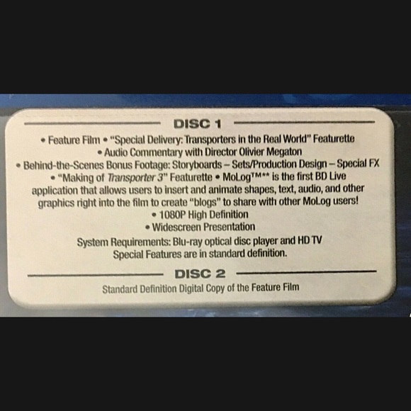 Transporter 3 Blu-ray Action Movie Statham 2 Disc Edition Digital Copy 2009 MINT - Picture 9 of 13